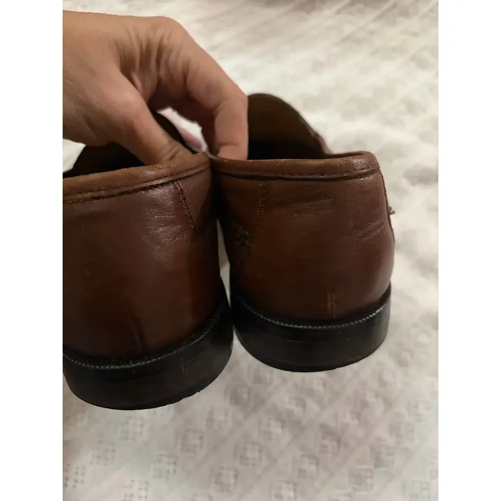 Florsheim Men's 10D Brown Croc Embossed Leather Tassel Loafers Dress Shoes